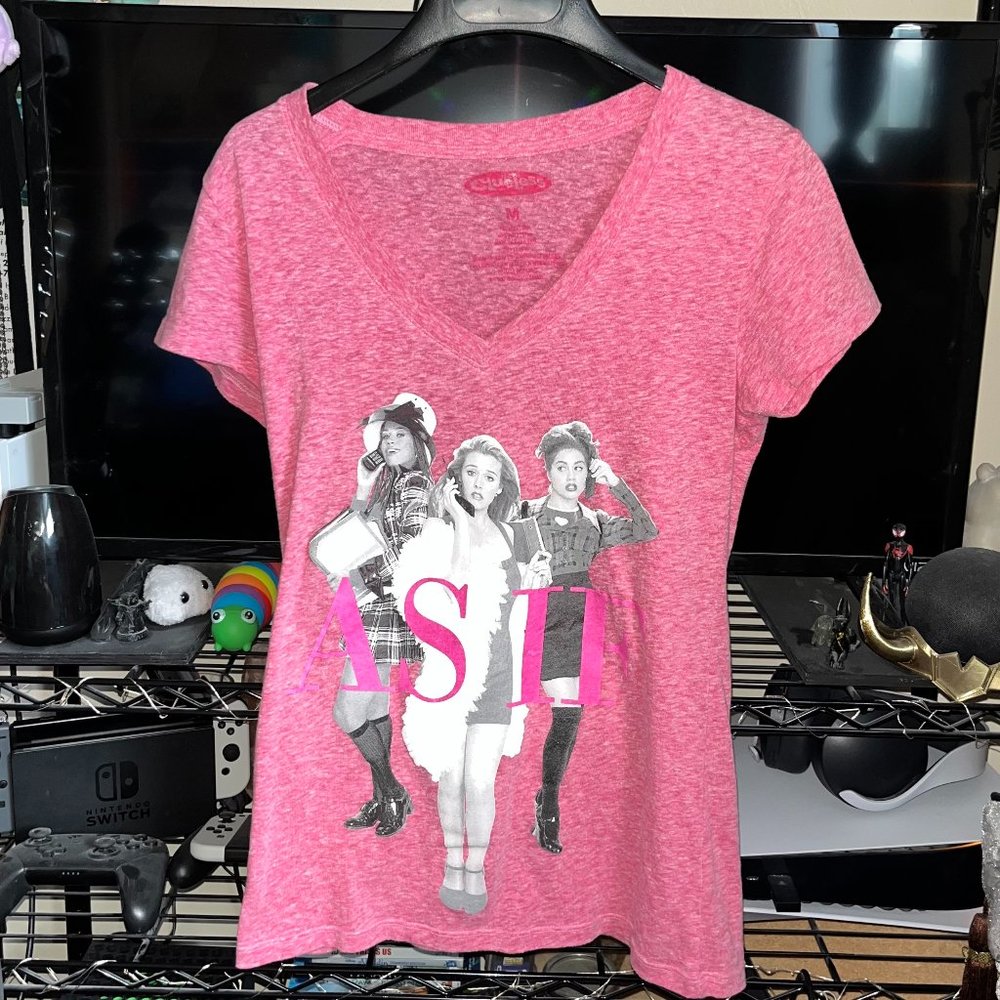 Women's Medium Clueless "As If" V-Neck Fitted Tee